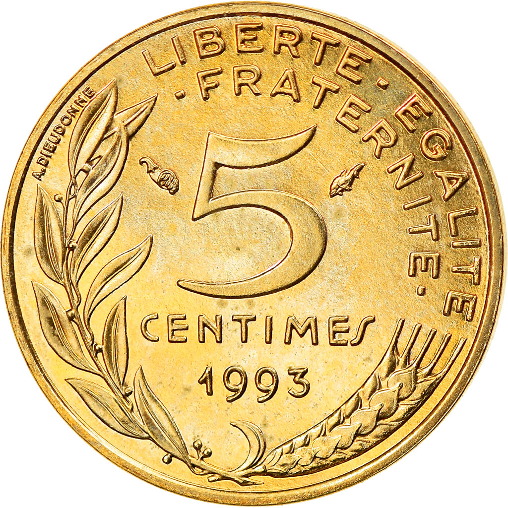 Coin, France, Marianne, 5 Centimes, 1993, Paris, Frappe médaille, MS(60-62)