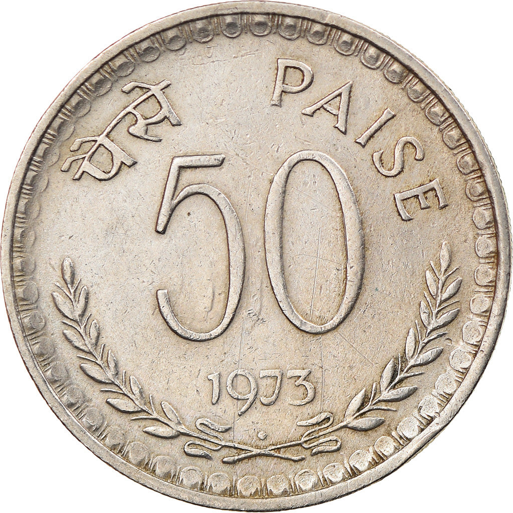 Munten, INDIAASE REPUBLIEK, 50 Paise, 1973, ZF, Copper-nickel, KM:61