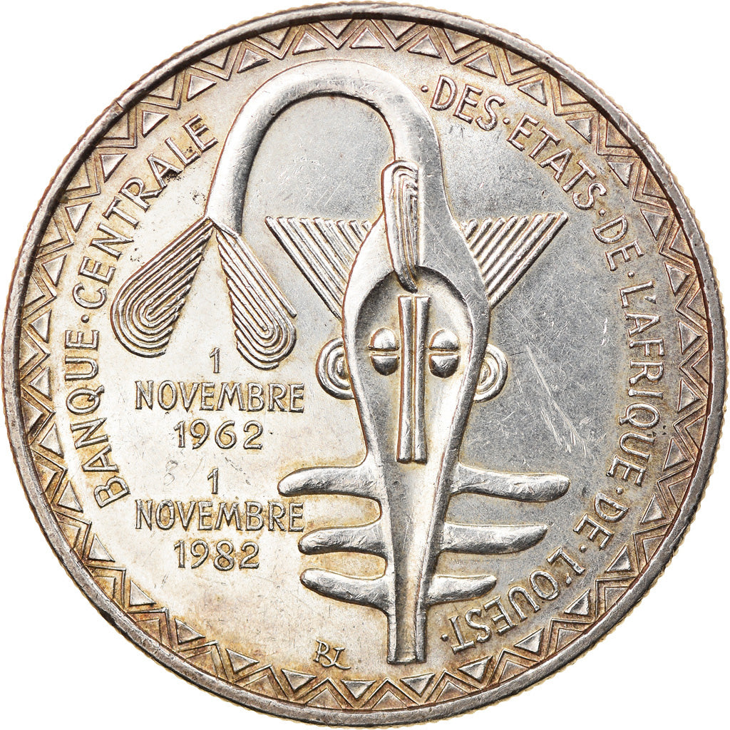 Coin, West African States, 5000 Francs, 1982, Paris, AU(55-58), Silver, KM:11