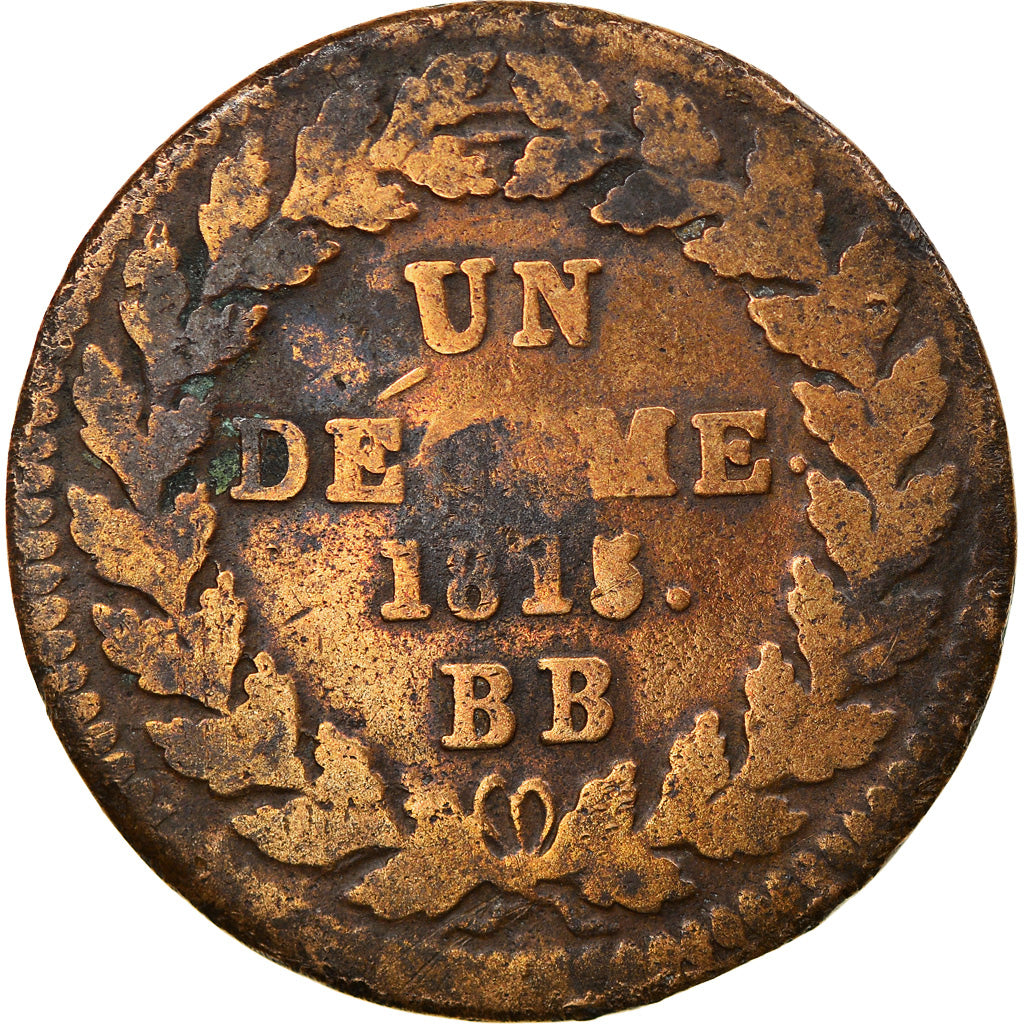 Münze, Frankreich, Louis XVIII, Decime, 1815, Strasbourg, S, Bronze, KM:701