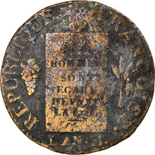 Moneta, Francia, Sol aux Balances, 1793, Dijon, B, Métal de cloche, Gadoury:19