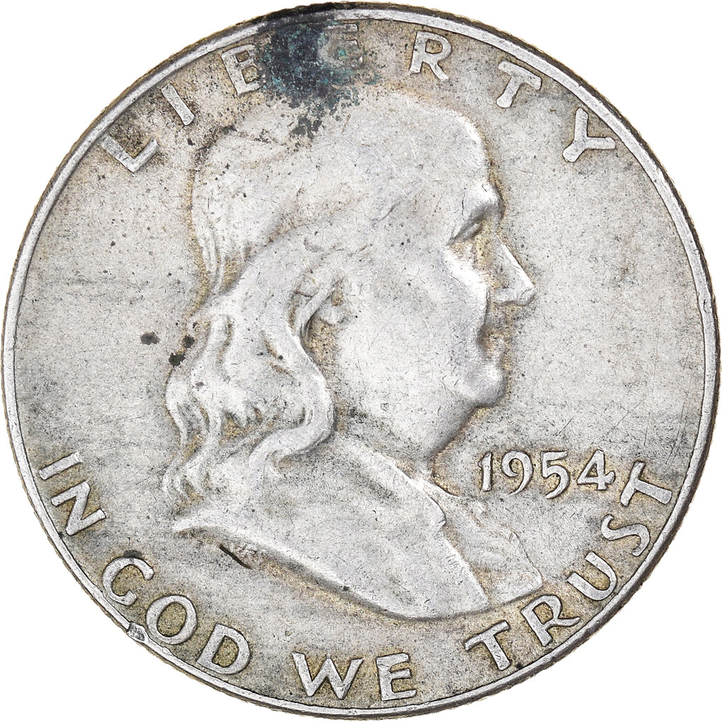 Coin, United States, Franklin Half Dollar, Half Dollar, 1954, U.S. Mint, Denver