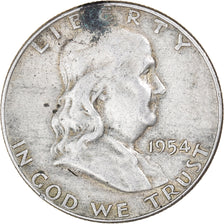 Coin, United States, Franklin Half Dollar, Half Dollar, 1954, U.S. Mint, Denver