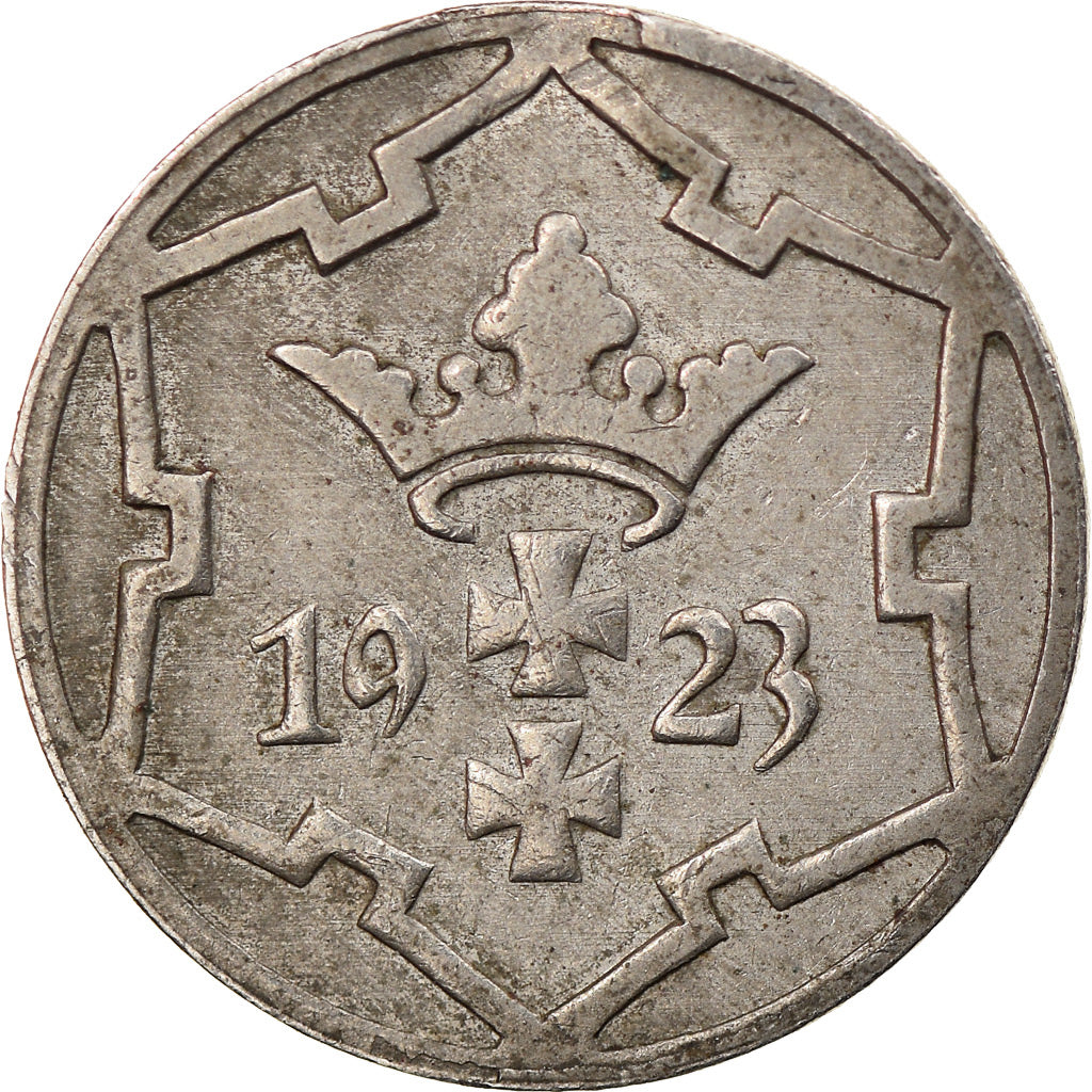 Coin, DANZIG, 5 Pfennig, 1923, Warsaw, EF(40-45), Copper-nickel, KM:142