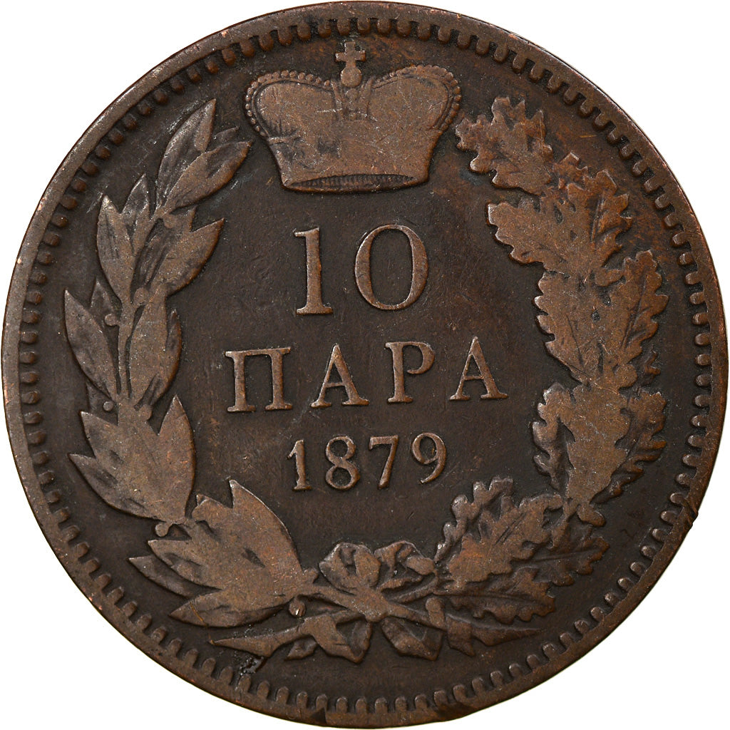 Coin, Serbia, Milan I, 10 Para, 1879, VF(30-35), Bronze, KM:8