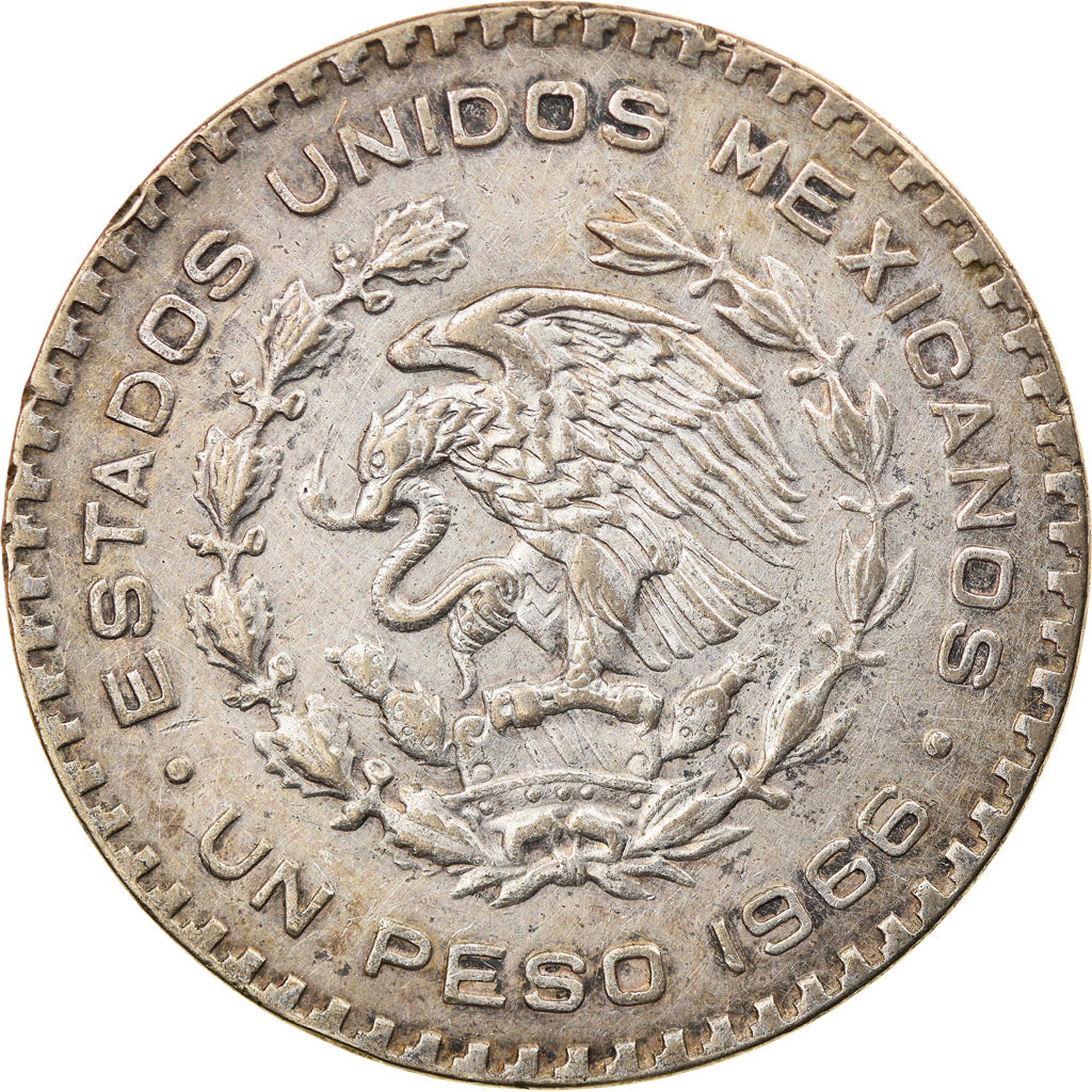 Coin, Mexico, Peso, 1966, Mexico City, EF(40-45), Silver, KM:459