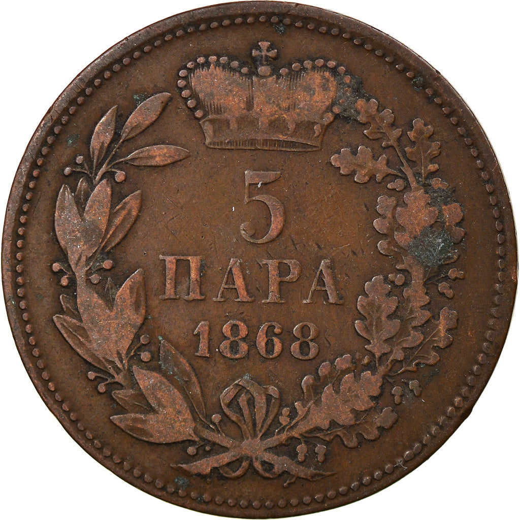 Coin, Serbia, Obrenovich Michael III, 5 Para, 1868, VF(30-35), Bronze, KM:2