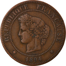 Monnaie, France, Cérès, 5 Centimes, 1894, Paris, TB+, Bronze, KM:821.1