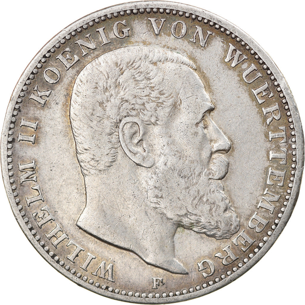 Moneta, Stati tedeschi, WURTTEMBERG, Wilhelm II, 3 Mark, 1914, Freudenstadt