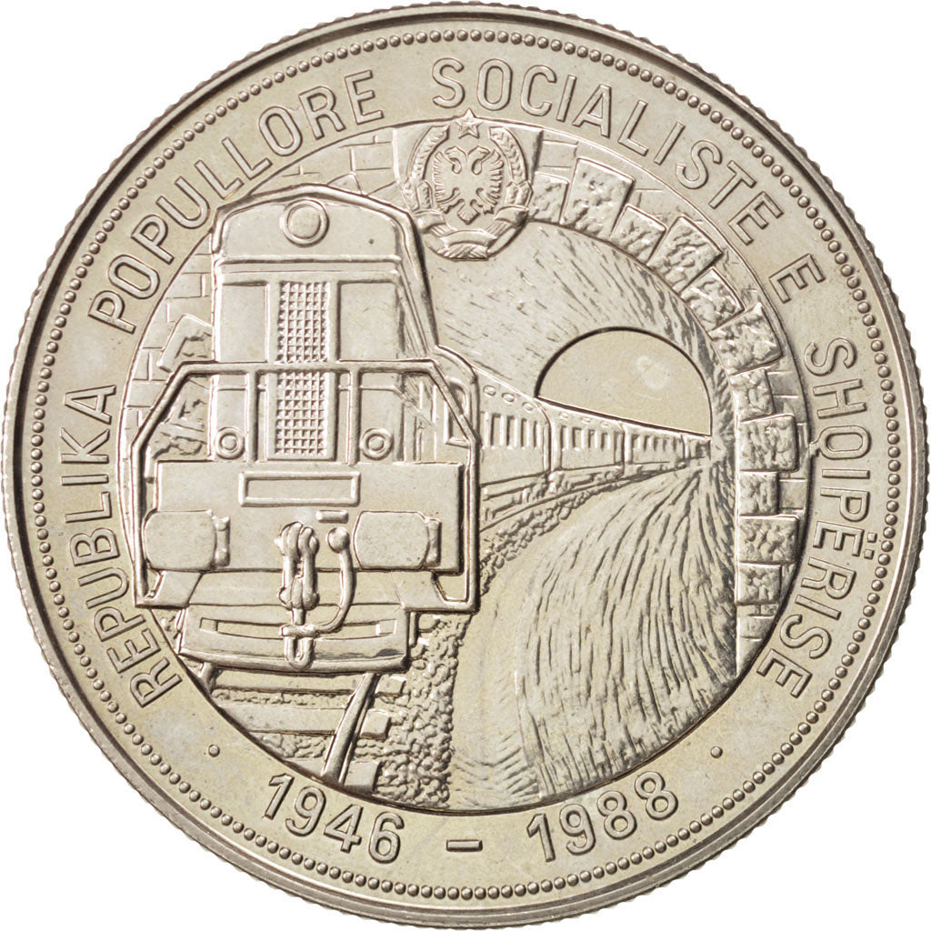 ALBANIA, 5 Leke, 1988, KM #61, MS(63), Copper-Nickel, 38.7, 28.06