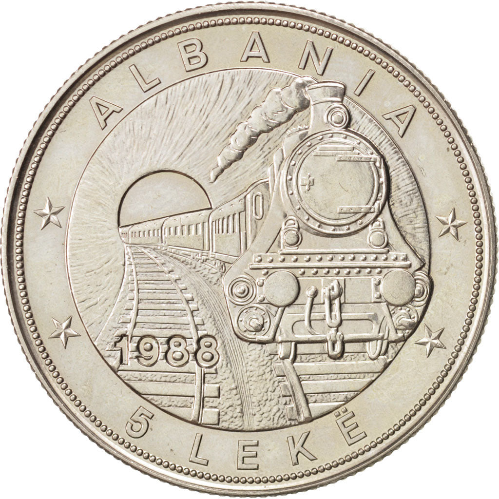 ALBANIA, 5 Leke, 1988, KM #61, MS(63), Copper-Nickel, 38.7, 28.06