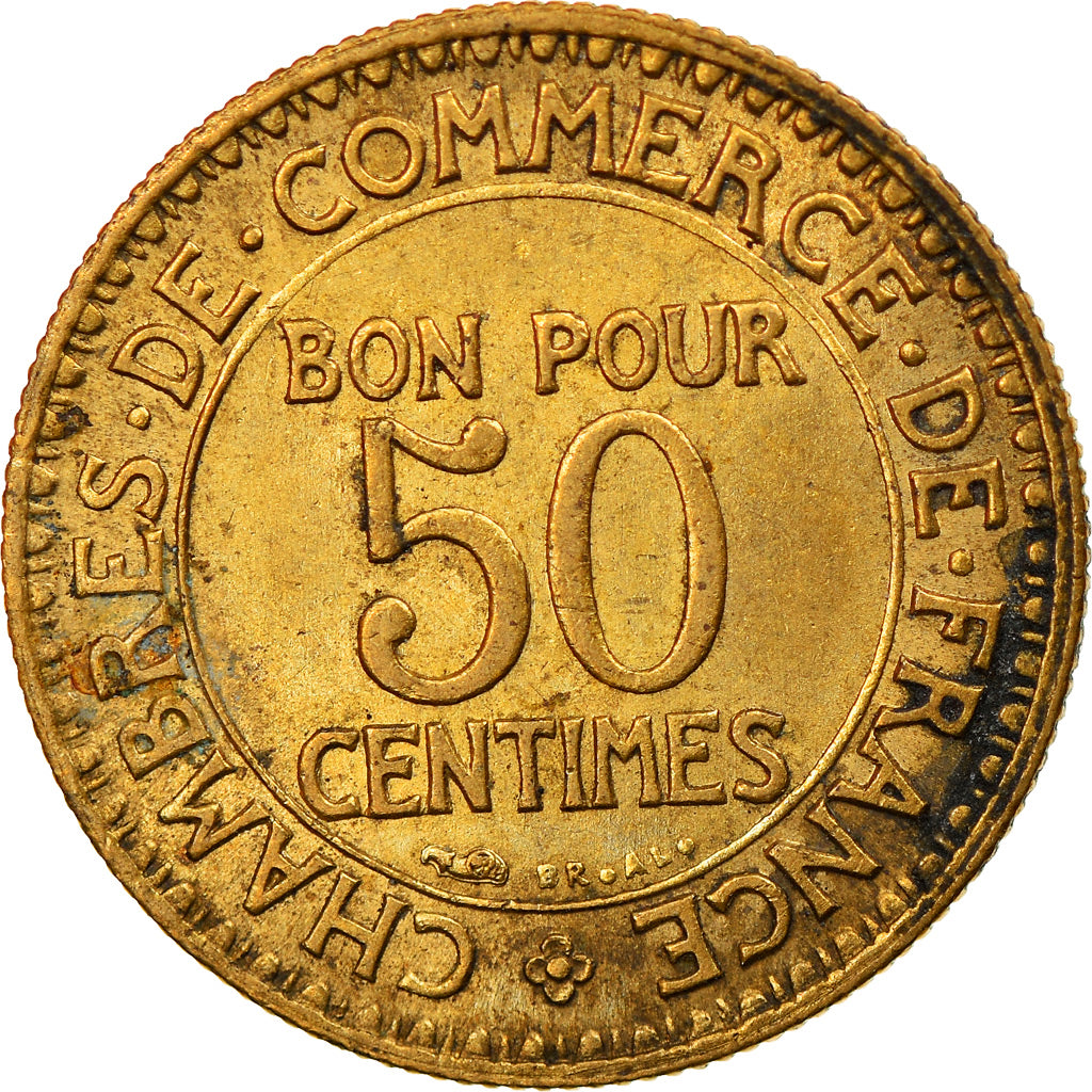Moeda, França, Chambre de commerce, 50 Centimes, 1921, Paris, AU(55-58)