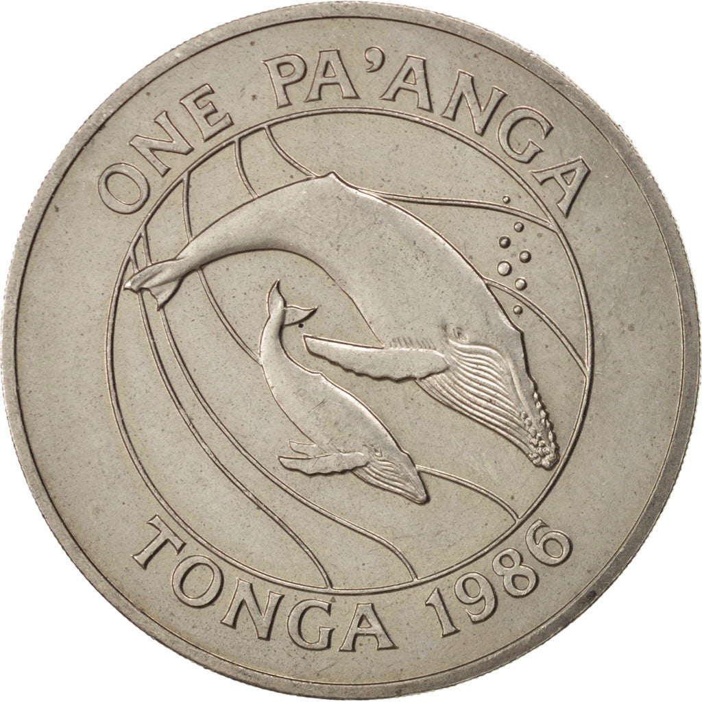 TONGA, Pa'anga, 1986, KM #128, AU(50-53), Copper-Nickel, 28.25