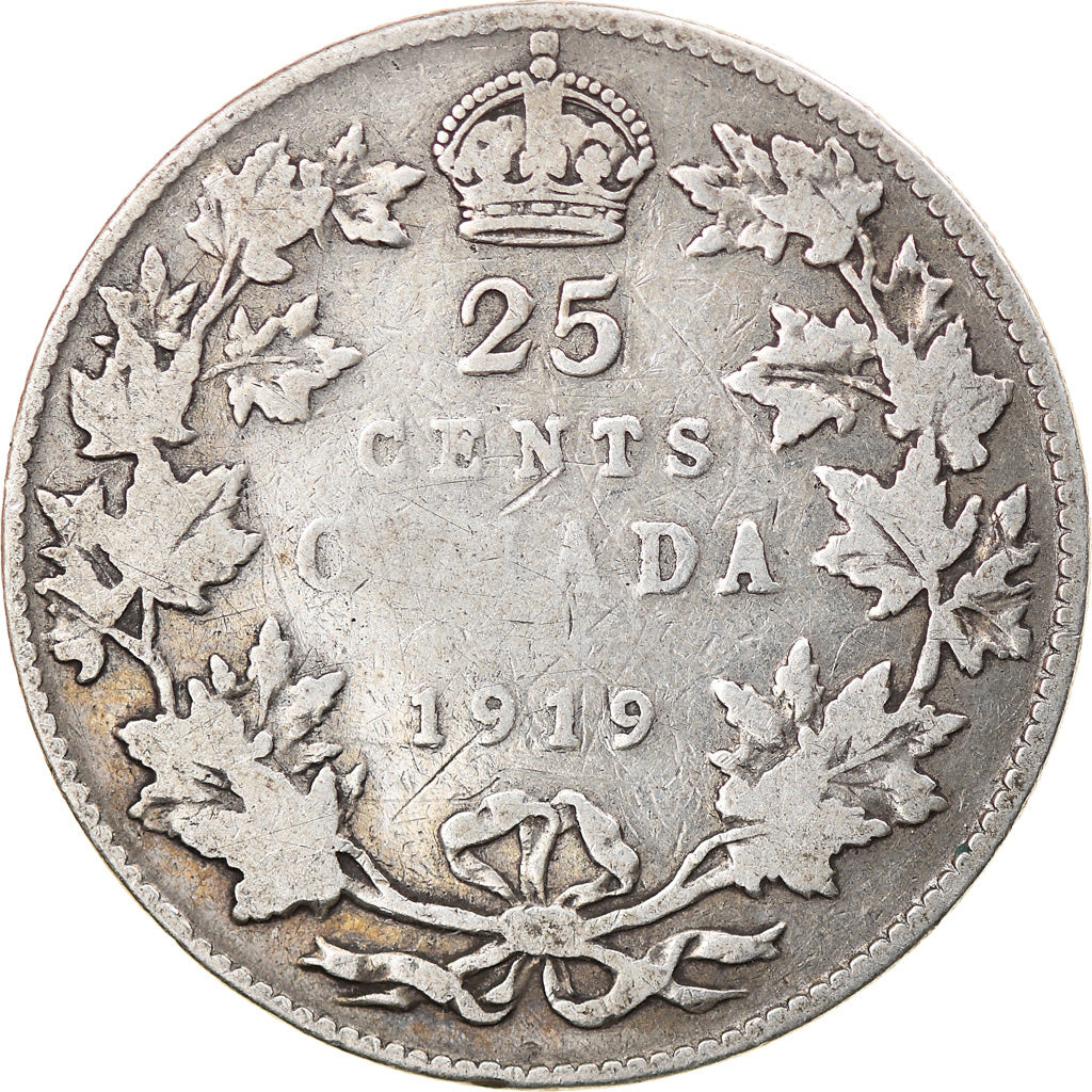 Monnaie, Canada, George V, 25 Cents, 1919, Royal Canadian Mint, Ottawa, B+