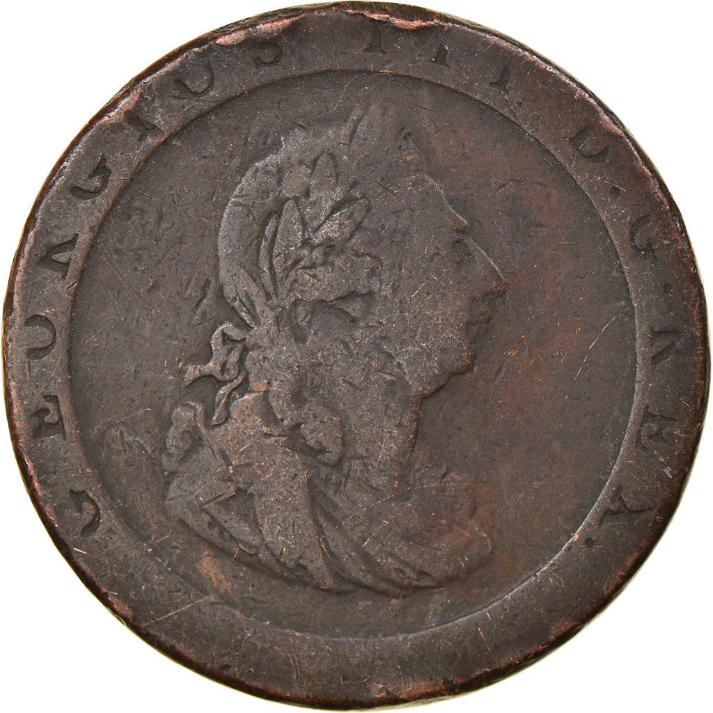 Coin, Great Britain, George III, Penny, 1797, F(12-15), Copper, KM:618