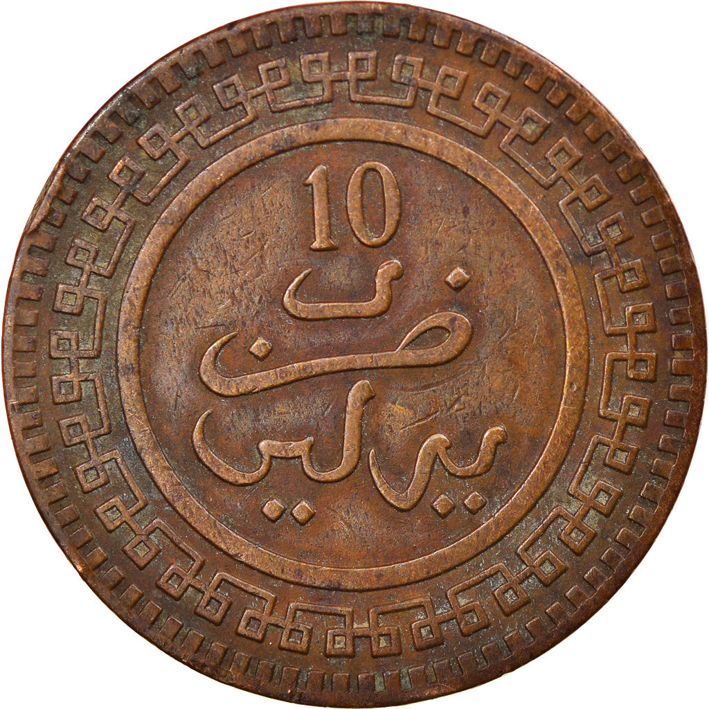 Moneta, Marocco, 'Abd al-Aziz, 10 Mazunas, 1902/AH1320, Berlin, MB+, Bronzo