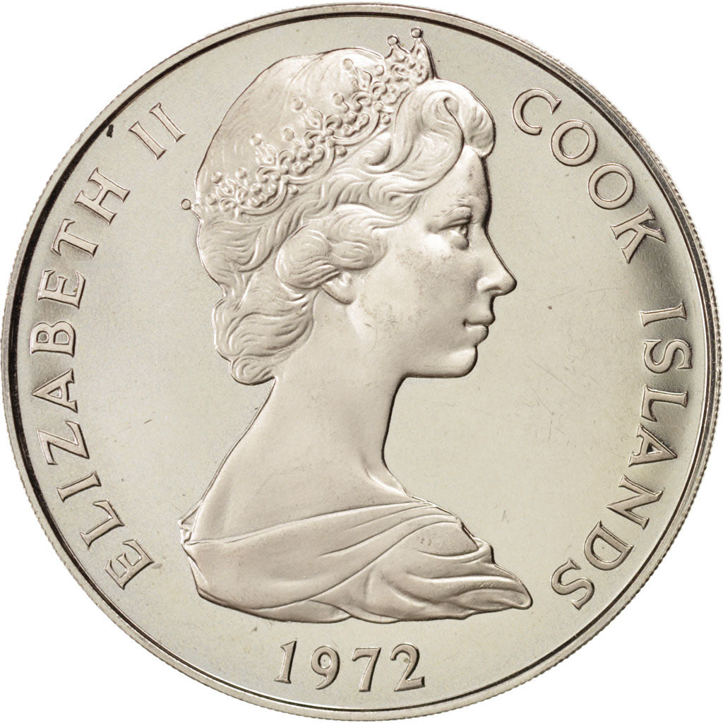 COOK ISLANDS, Dollar, 1972, KM #7, AU(55-58), Copper-Nickel, 38.5, 26.68