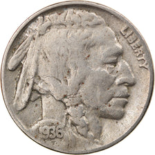 Coin, United States, Buffalo Nickel, 5 Cents, 1936, U.S. Mint, Philadelphia