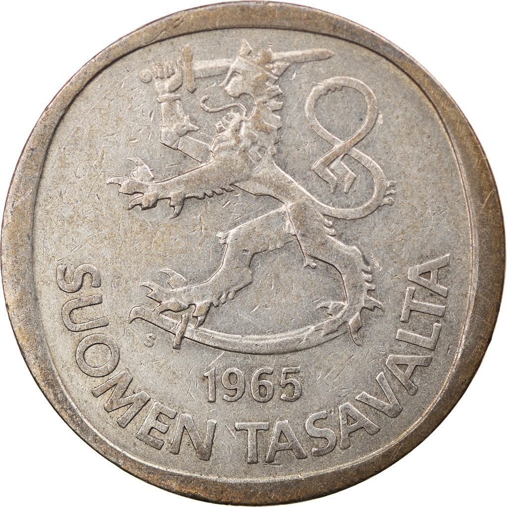 Moneda, Finlandia, Markka, 1965, MBC, Plata, KM:49