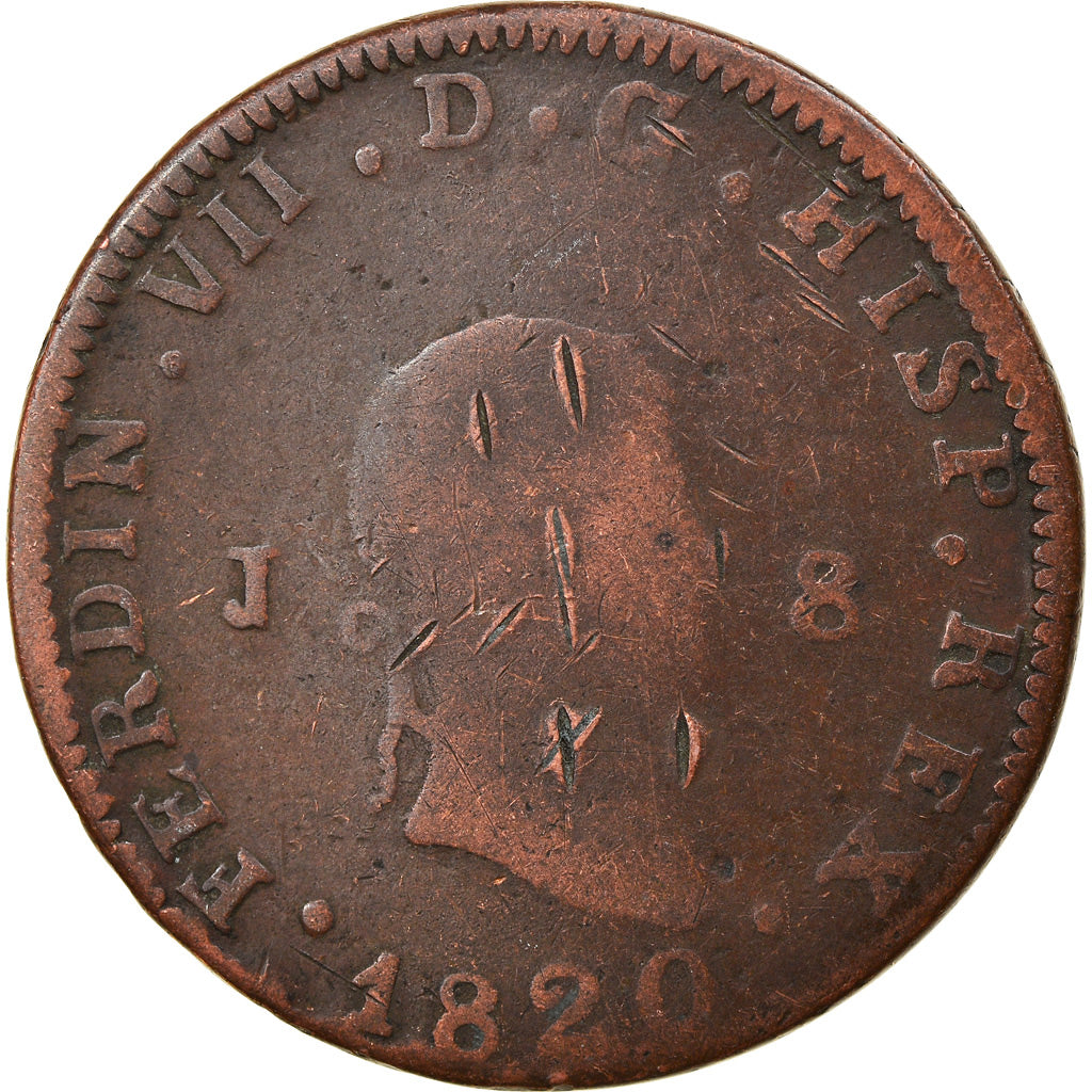 Coin, Spain, Ferdinand VII, 8 Maravedis, 1820, Jubia, F(12-15), Copper, KM:491