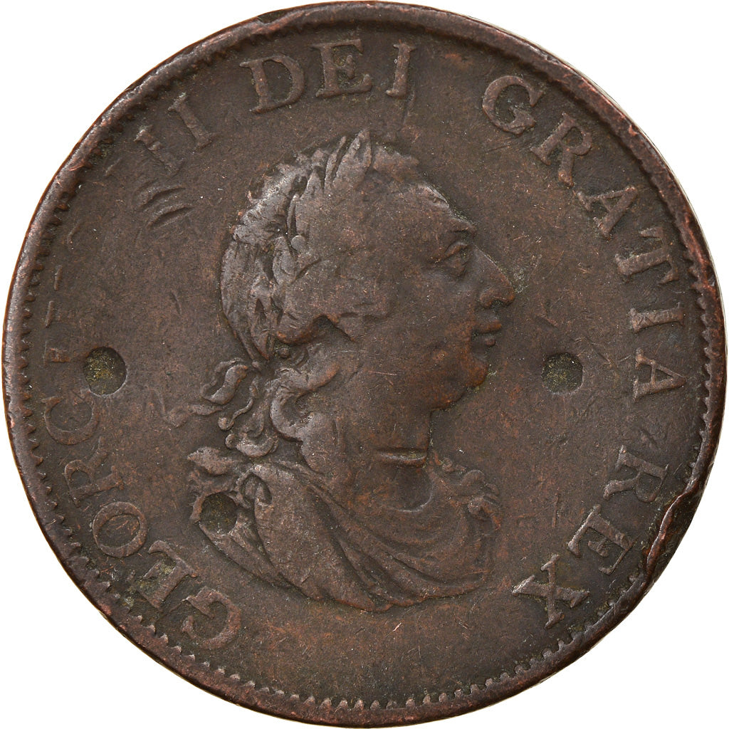 Coin, Great Britain, George III, 1/2 Penny, 1799, F(12-15), Copper, KM:647