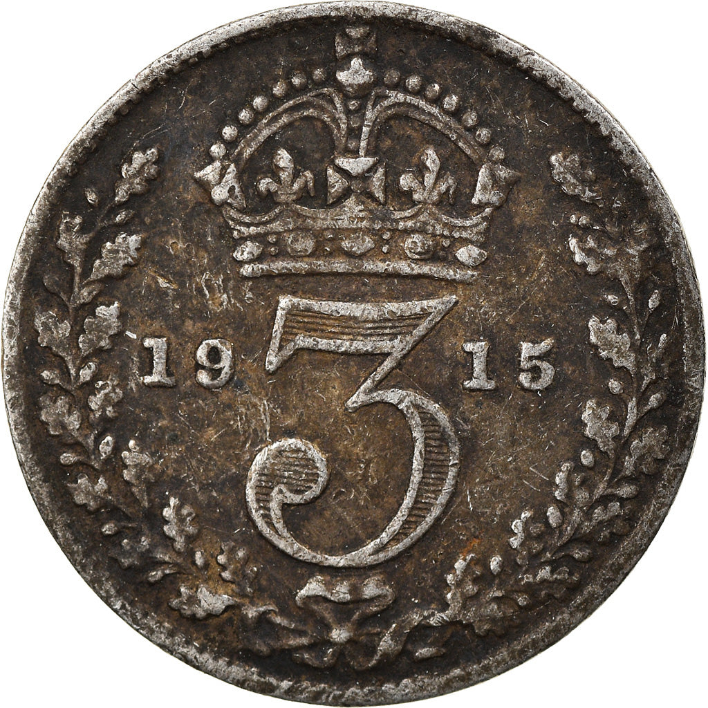 Coin, Great Britain, George V, 3 Pence, 1915, VF(30-35), Silver, KM:813