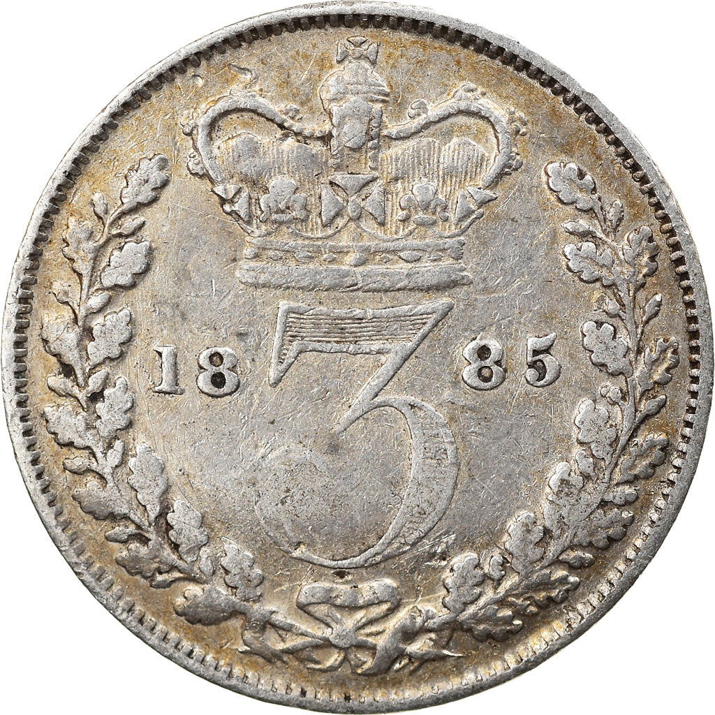 Coin, Great Britain, Victoria, 3 Pence, 1885, VF(30-35), Silver, KM:730