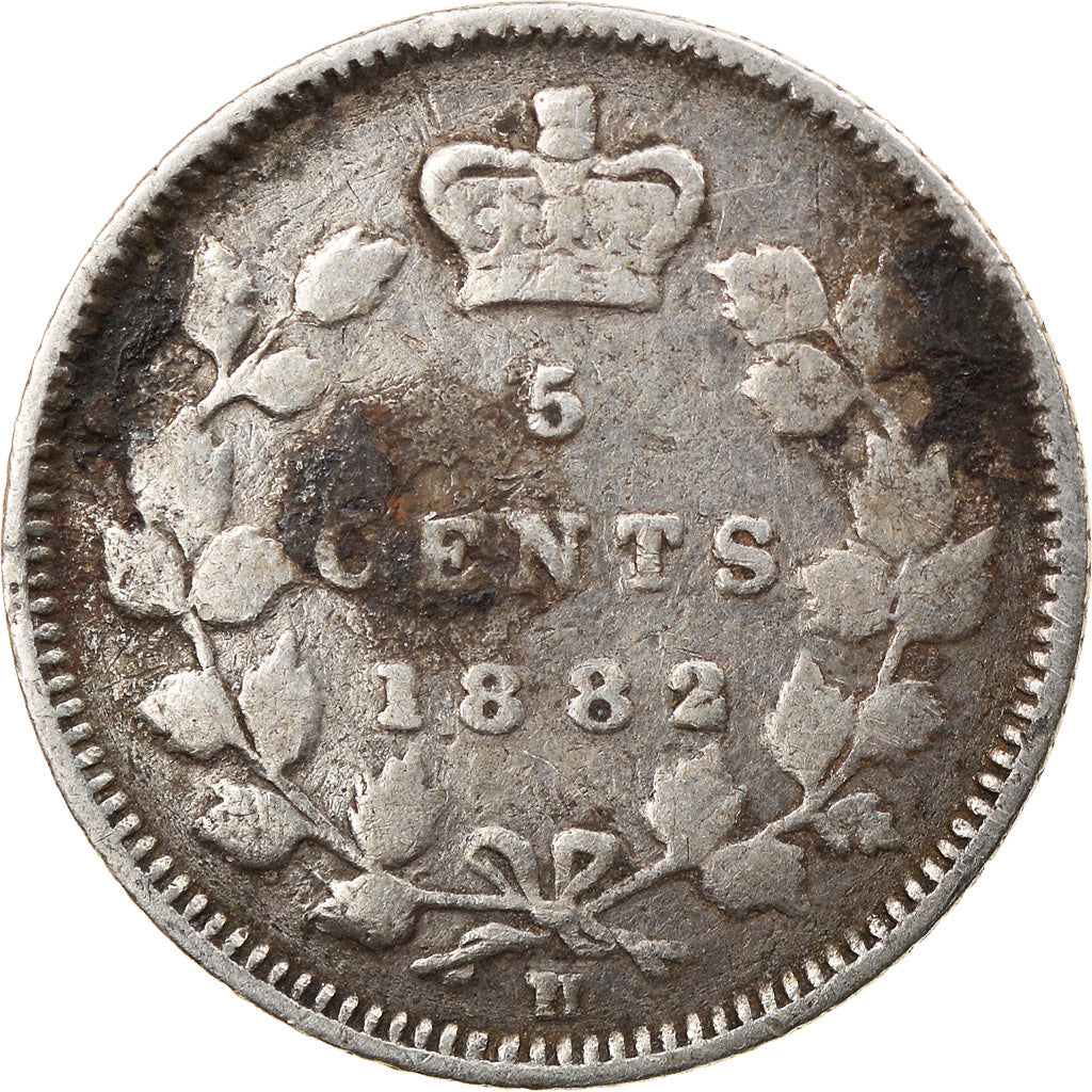 Coin, Canada, Victoria, 5 Cents, 1882, Royal Canadian Mint, VF(30-35), Silver