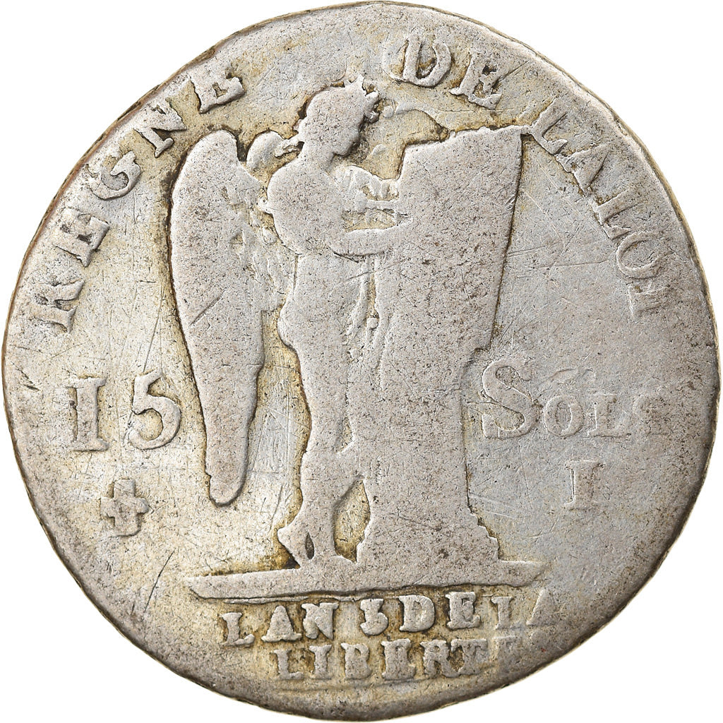 Moneta, Francia, Louis XVI, 15 Sols, 1791, Limoges, B+, Argento, KM:604.5
