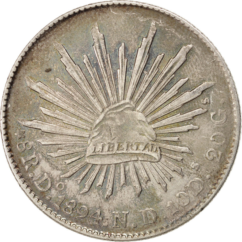 MEXICO, 8 Reales, 1894, Durango, KM #377.4, EF(40-45), Silver, 26.95