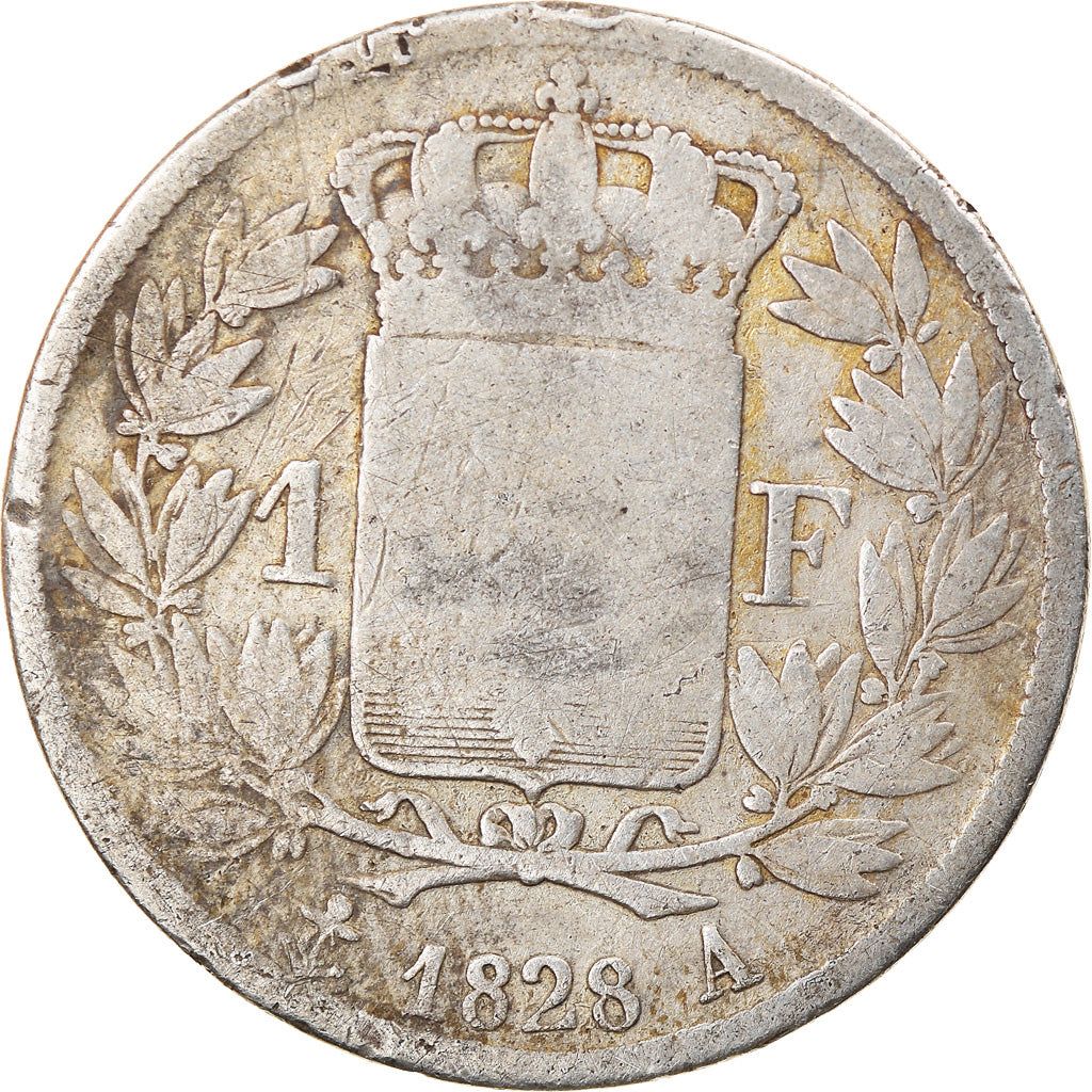 Coin, France, Charles X, Franc, 1828, Paris, VG(8-10), Silver, KM:724.1