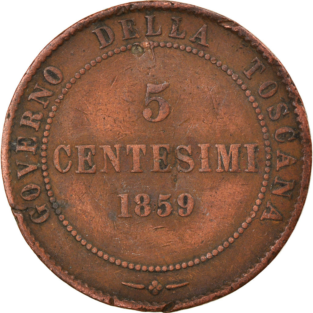 Coin, ITALIAN STATES, TUSCANY, Provisional Government, 5 Centesimi, 1859