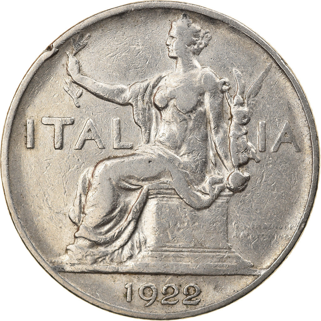 Coin, Italy, Vittorio Emanuele III, Lira, 1922, Rome, AU(55-58), Nickel, KM:62