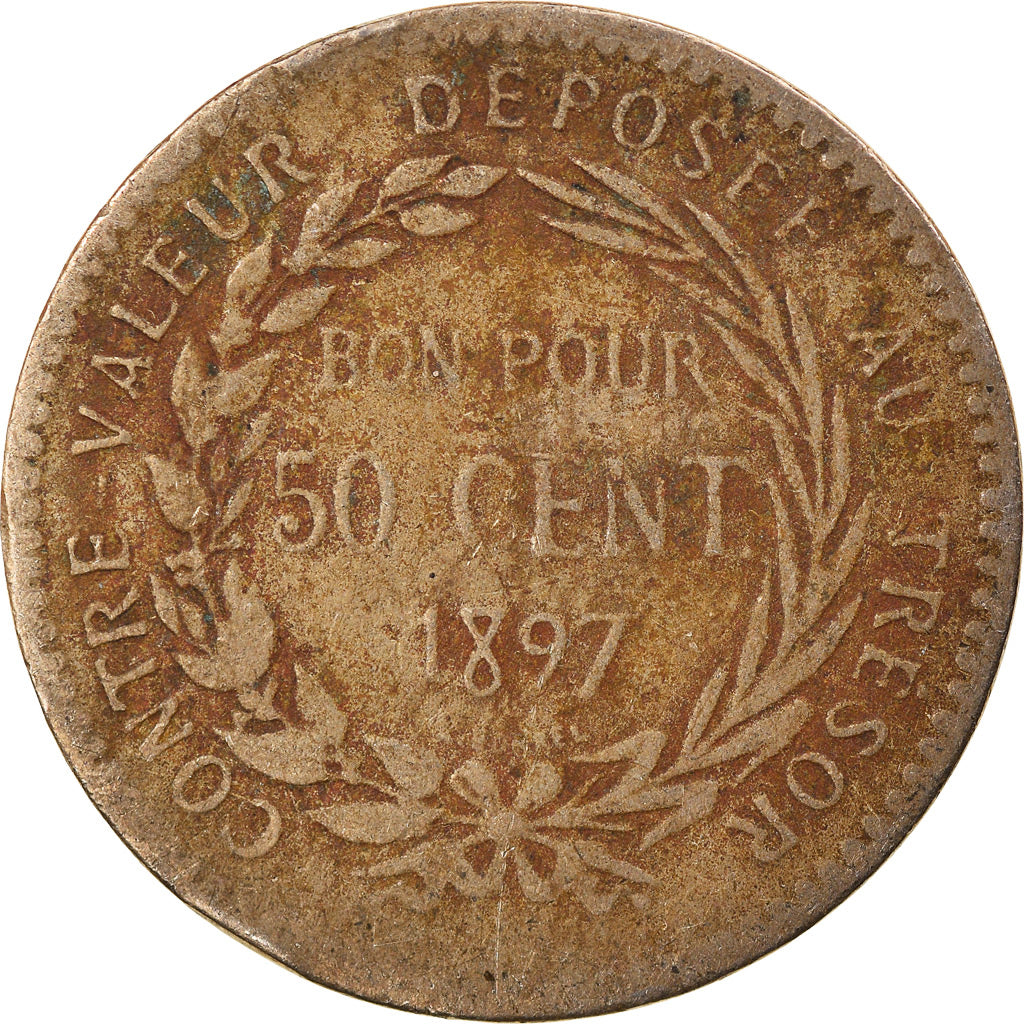 Coin, Martinique, 50 Centimes, 1897, Paris, VG(8-10), Copper-nickel, KM:40