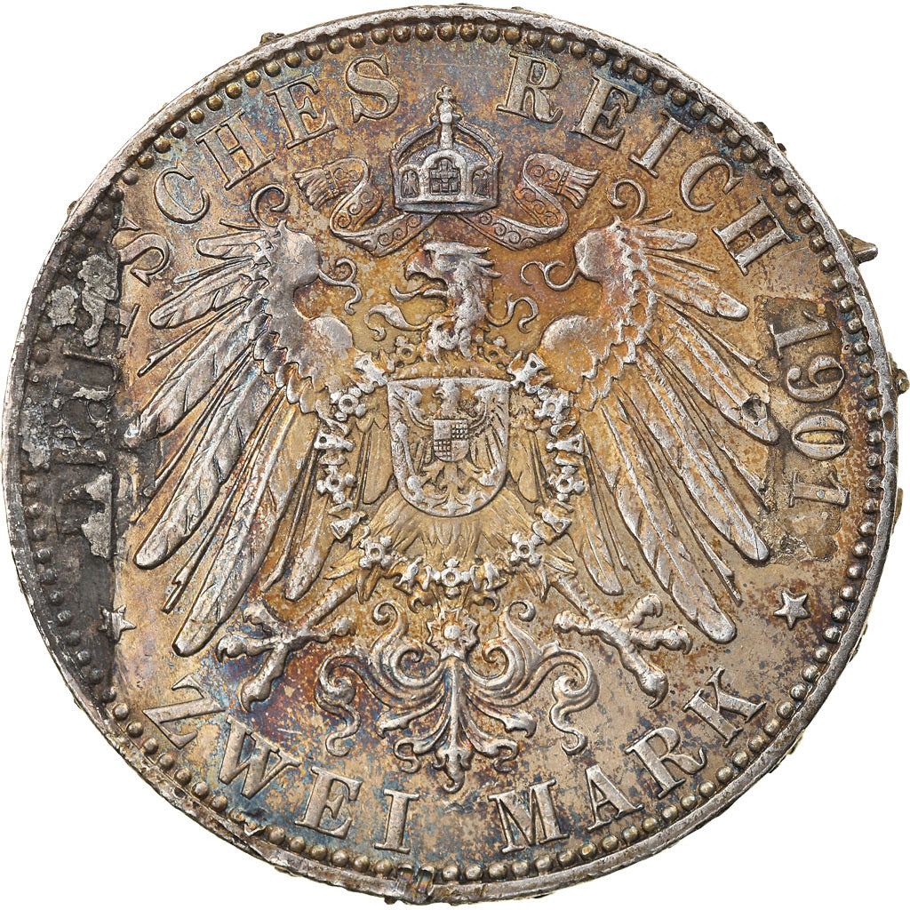 Coin, German States, PRUSSIA, Wilhelm II, 2 Mark, 1901, Berlin, AU(55-58)