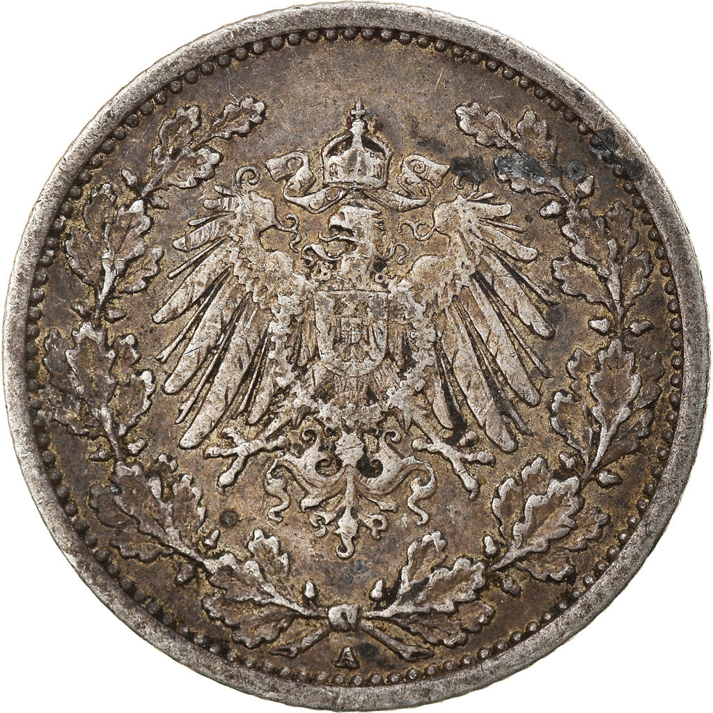 Coin, GERMANY - EMPIRE, 1/2 Mark, 1913, Berlin, EF(40-45), Silver, KM:17