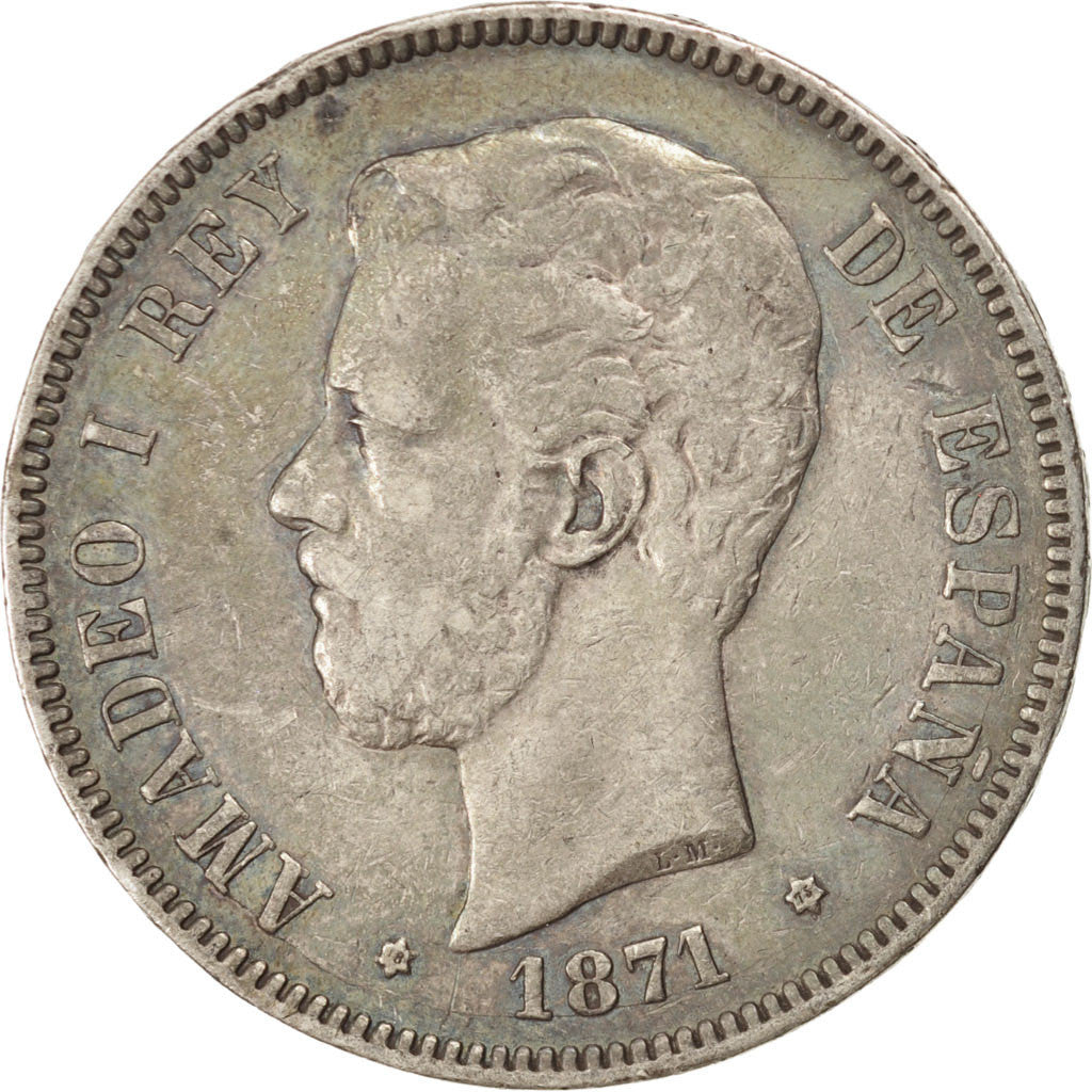 Spain, 5 Pesetas, 1871, KM #666, EF(40-45), Silver, 24.73