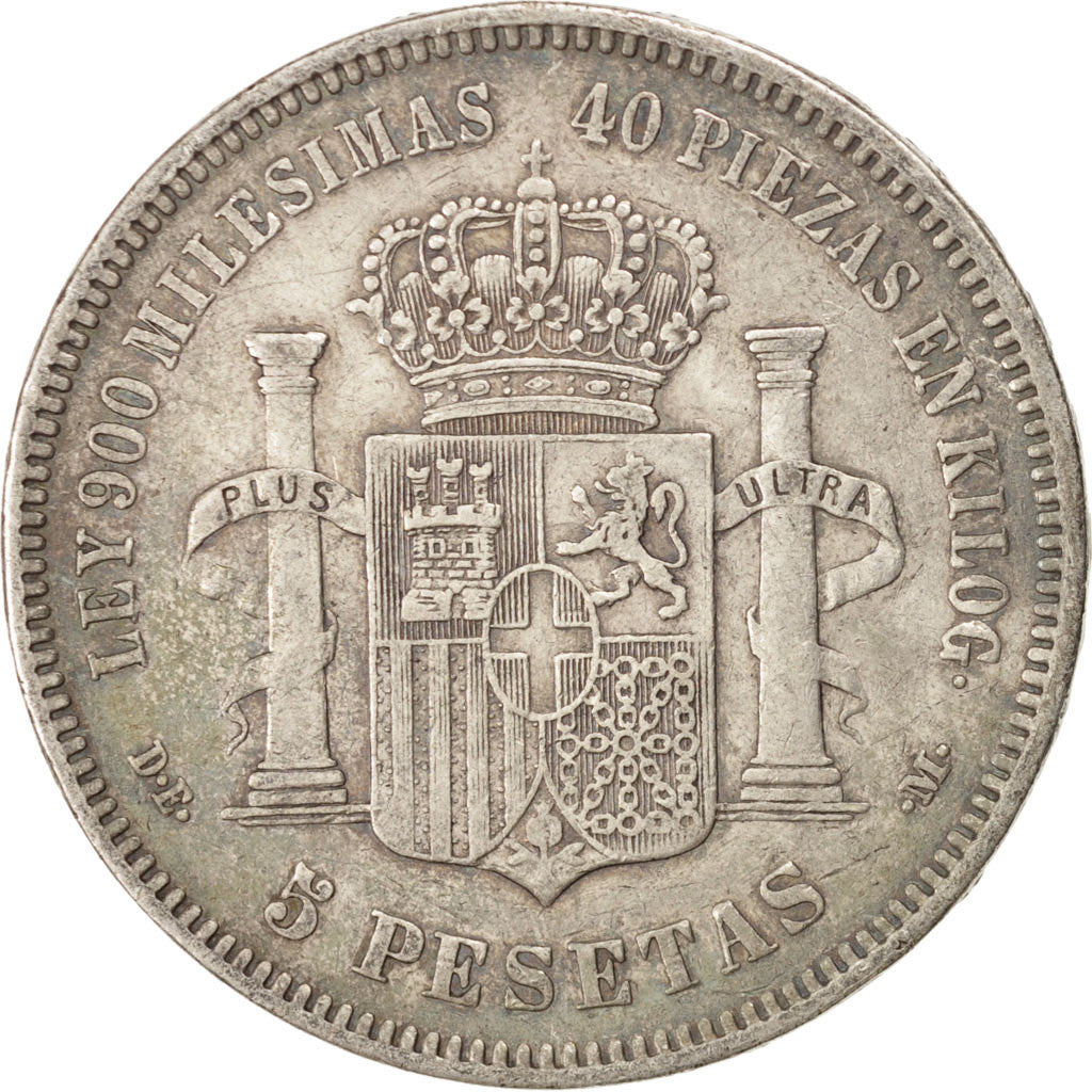 Spain, 5 Pesetas, 1871, KM #666, EF(40-45), Silver, 24.73
