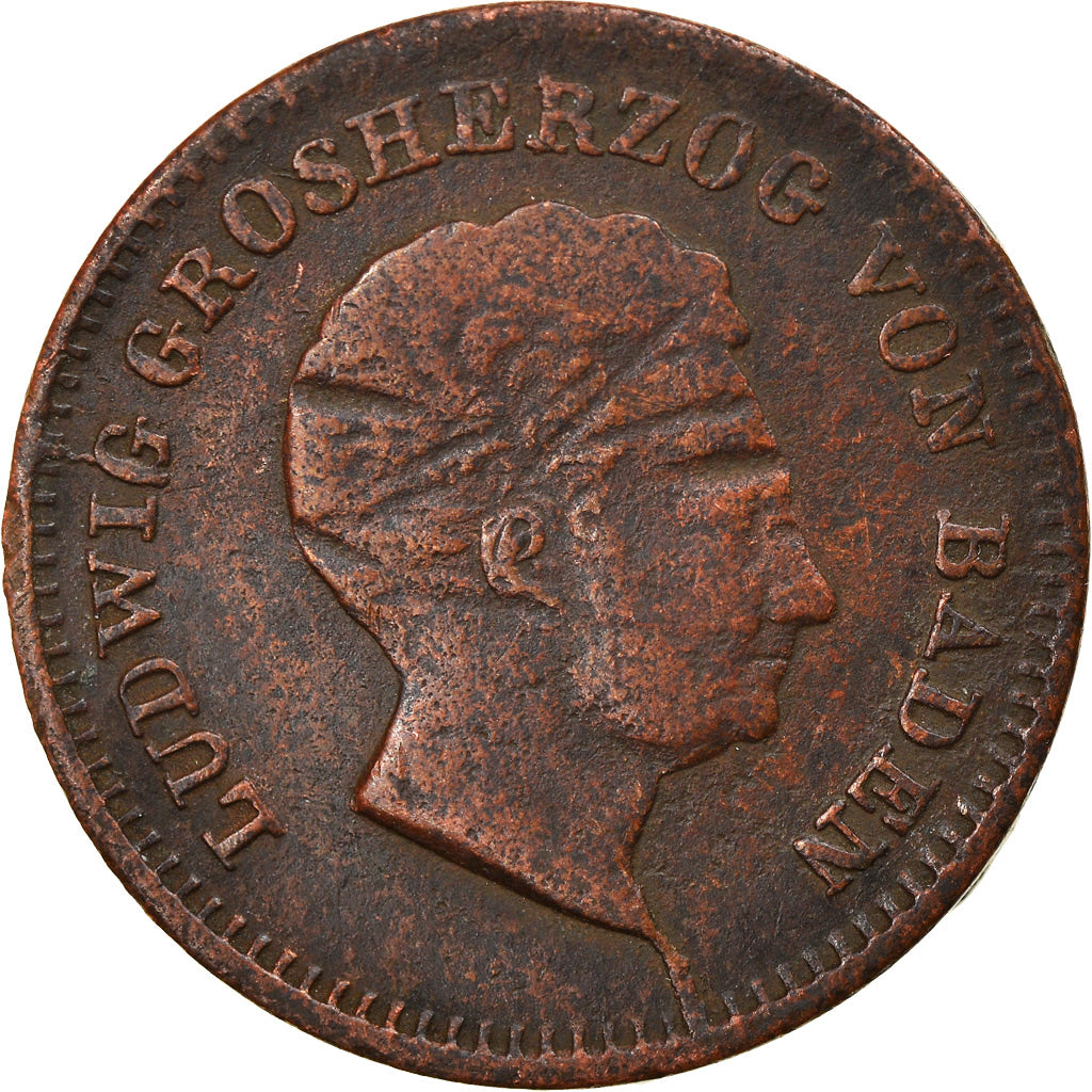 Coin, German States, BADEN, Ludwig I, Kreuzer, 1830, VF(20-25), Copper, KM:189