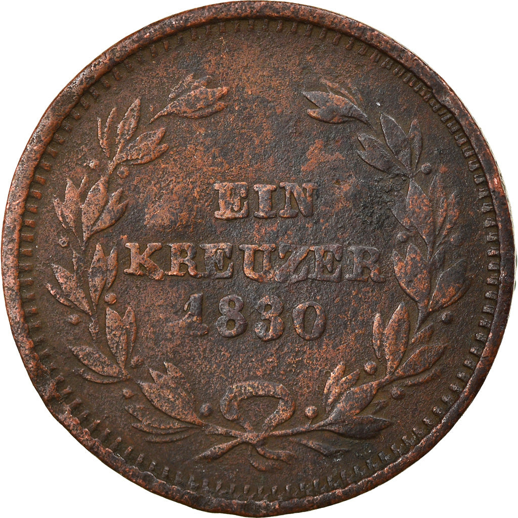 Coin, German States, BADEN, Ludwig I, Kreuzer, 1830, VF(20-25), Copper, KM:189