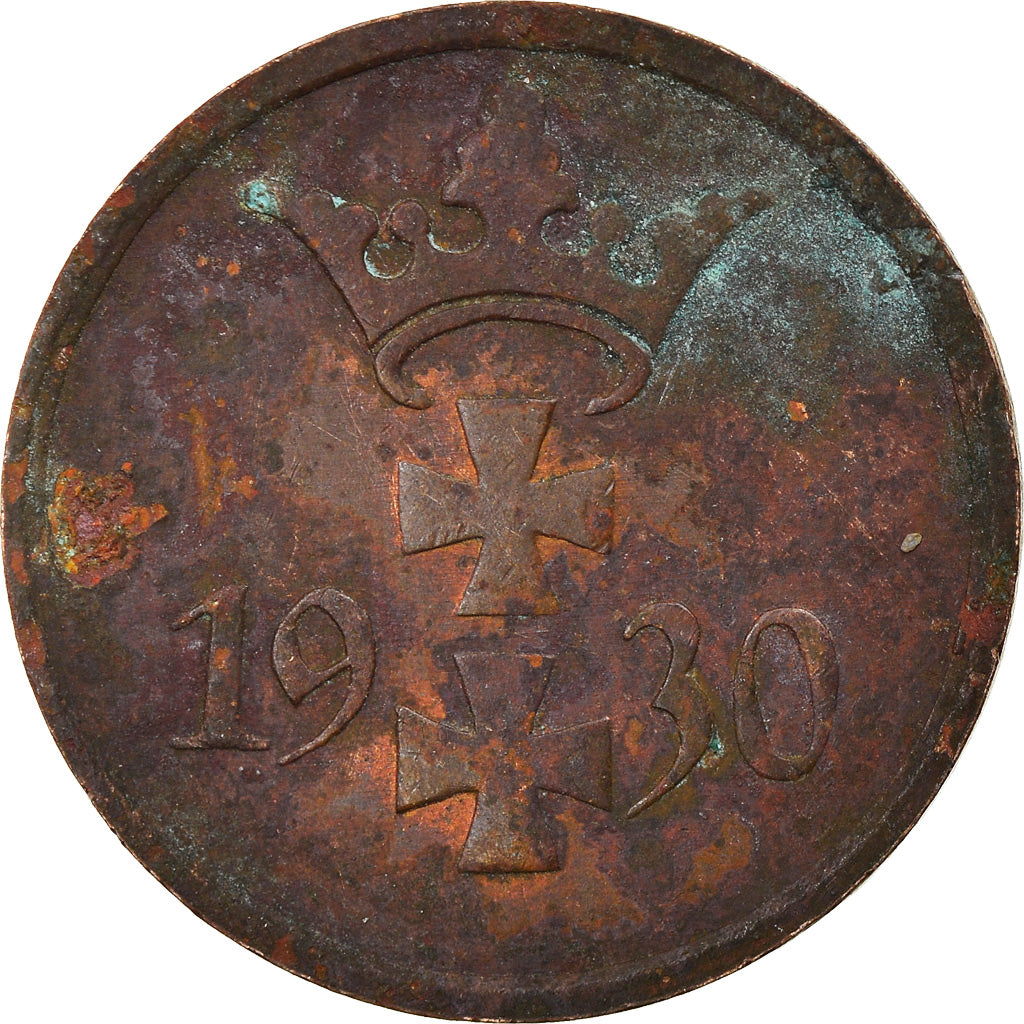 Coin, DANZIG, Pfennig, 1930, Warsaw, VF(30-35), Bronze, KM:140