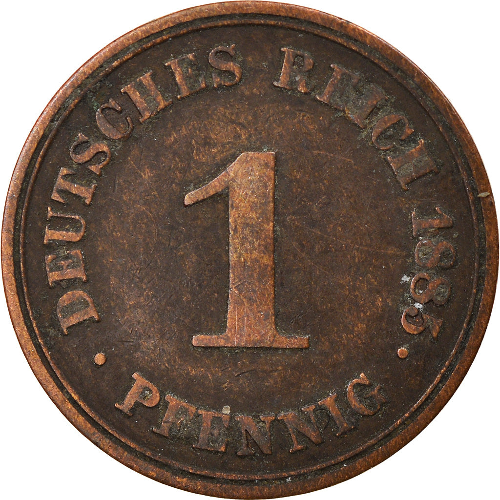Coin, GERMANY - EMPIRE, Wilhelm I, Pfennig, 1885, Berlin, EF(40-45), Copper