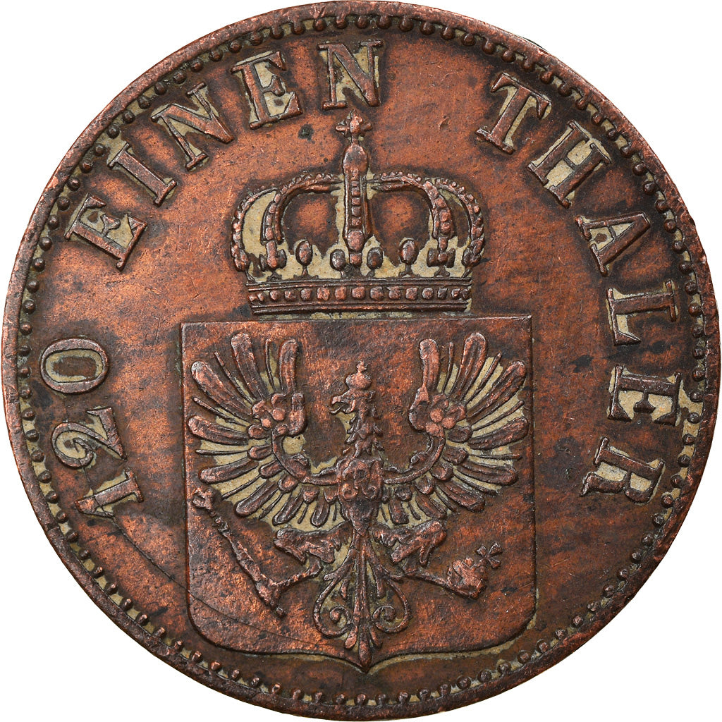 Moneta, Stati tedeschi, PRUSSIA, Wilhelm I, 3 Pfennig, 1863, Berlin, BB, Rame