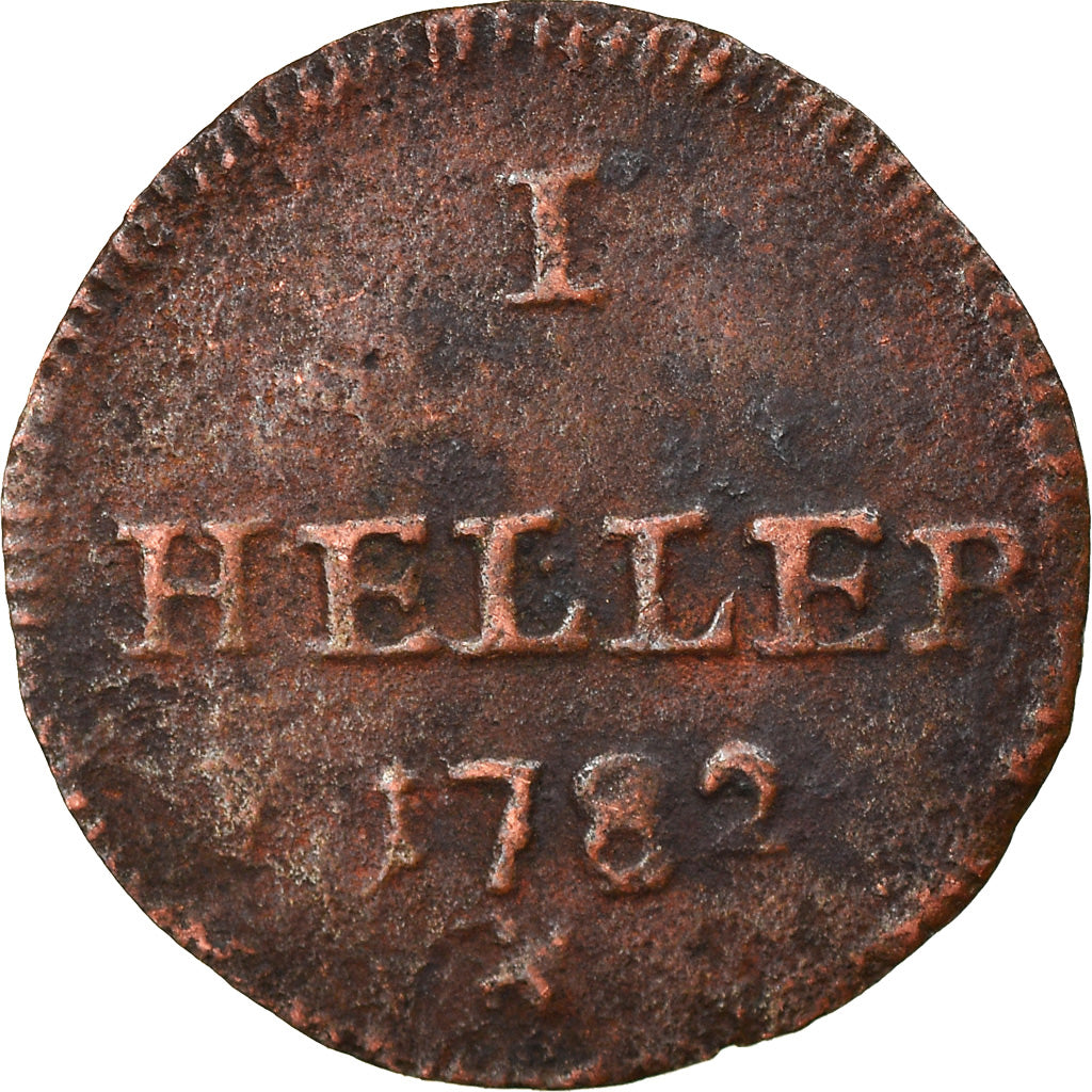 Coin, German States, AUGSBURG, Heller, 1782, F(12-15), Copper, KM:188