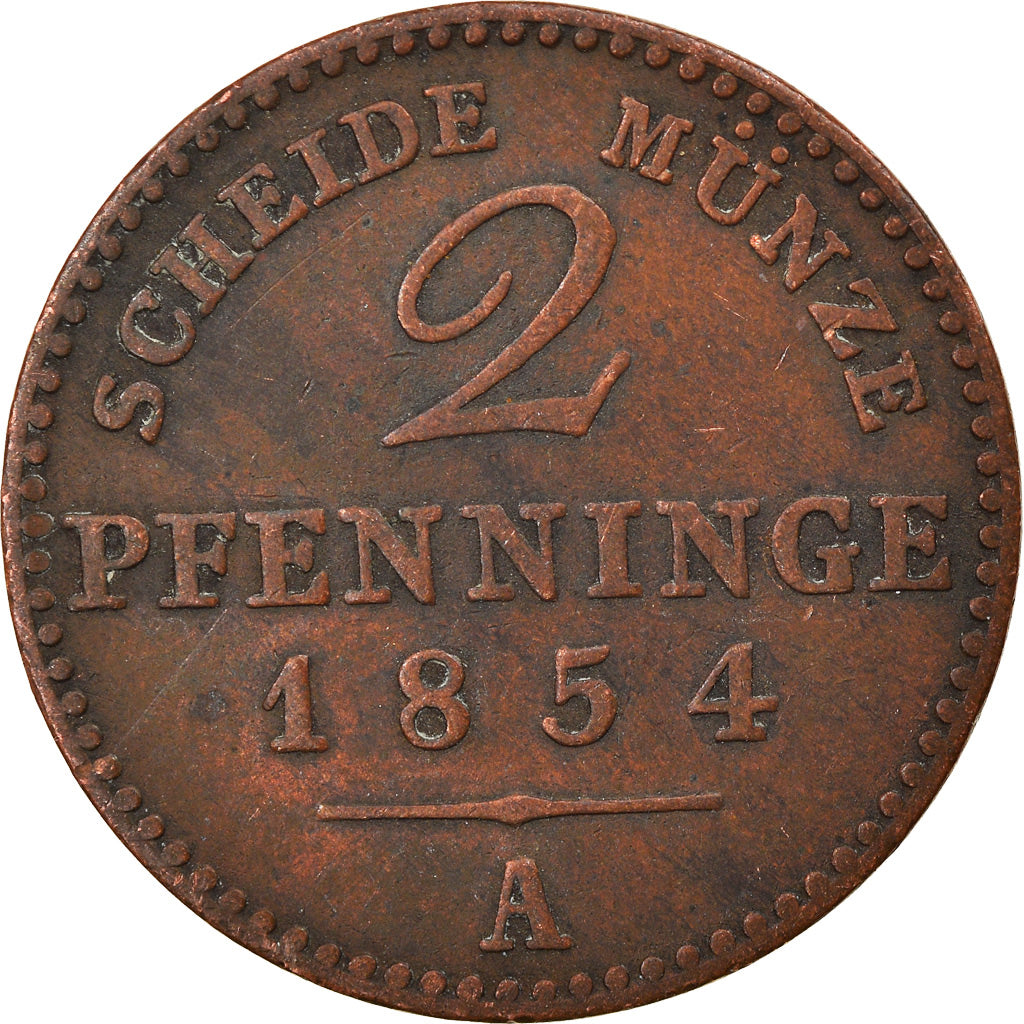 Münze, Deutsch Staaten, PRUSSIA, Friedrich Wilhelm IV, 2 Pfennig, 1854, Berlin