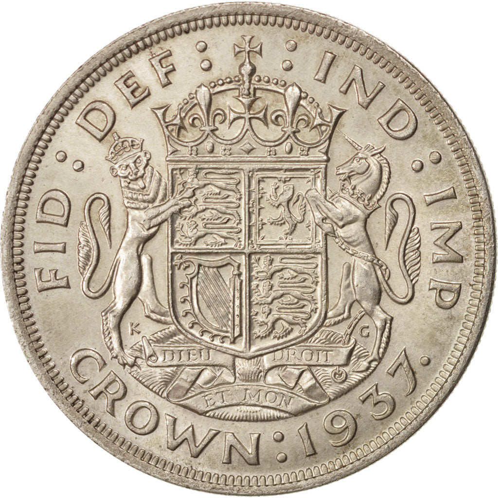 Great Britain, 1 Crown, 1937, KM #857, AU(55-58), Silver, 38.61, 28.26
