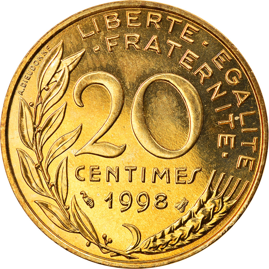 Moneda, Francia, Marianne, 20 Centimes, 1998, Paris, SC, Aluminio - bronce