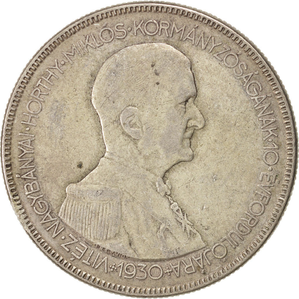 Coin, Hungary, 5 Pengö, 1930, VF(30-35), Silver, KM:512.1