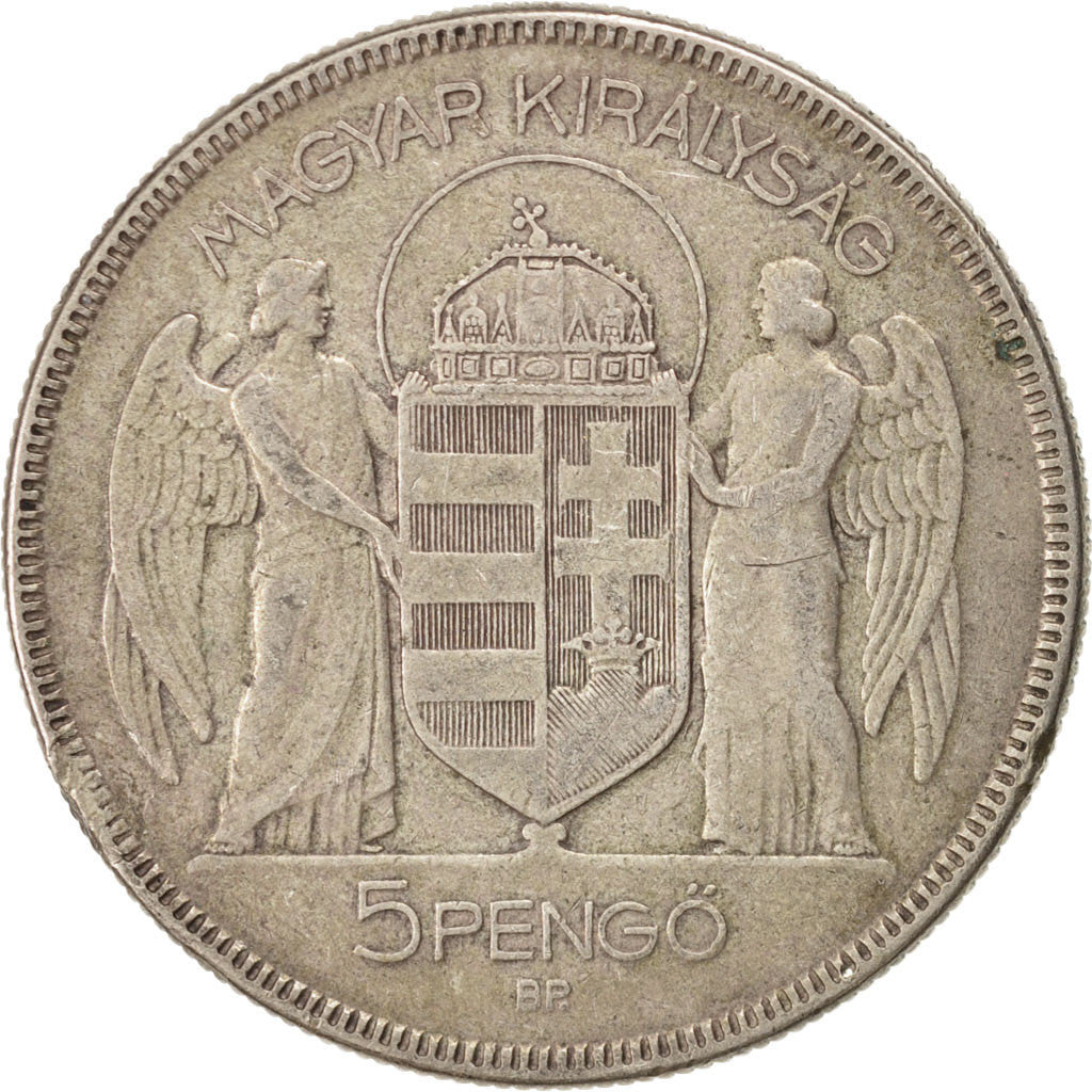 Coin, Hungary, 5 Pengö, 1930, VF(30-35), Silver, KM:512.1