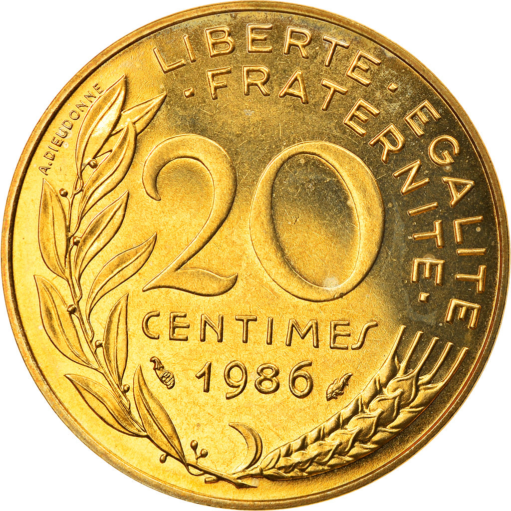 Münze, Frankreich, Marianne, 20 Centimes, 1986, Paris, UNZ, Aluminum-Bronze